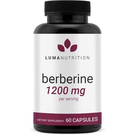 Luma Nutrition Berberine Supplement - Berberine 1200mg Per Serving - Berberine HCI - Blood Sugar Support Supplement - 60 Capsules