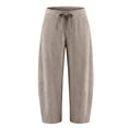 thumbnail image 6 of Migroa Women's Barrel Sweatpants Loose Fit Lounge Pants Womens Linen Baggy Harem Pants Wide Leg Lounge Drawstring Barrel Pants Casual Beach Trousers with Pockets Beige L, 6 of 6