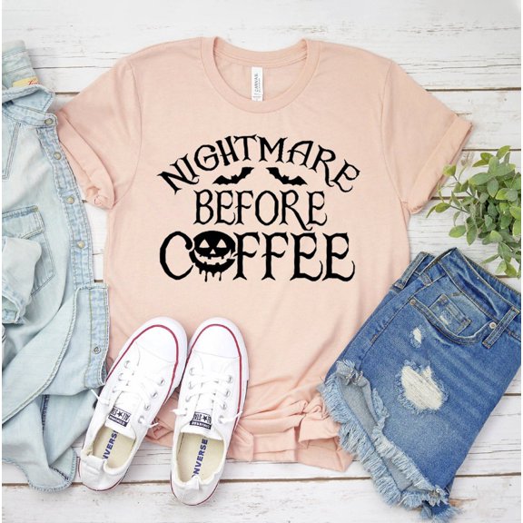 Nightmare Before Coffee T-shirt Halloween Shirt Tee Addict Top Christmas Gift Spooky Shirts Party A Lover Holiday Apparel