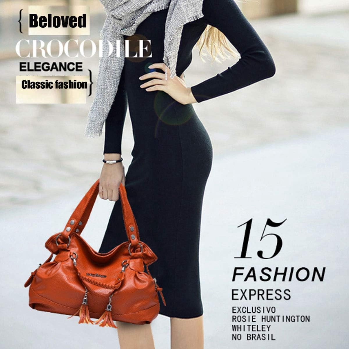 Hobo Bags for Women PU Leather Purses and Handbags Shoulder Bag Top-Handle Bags with Tassel