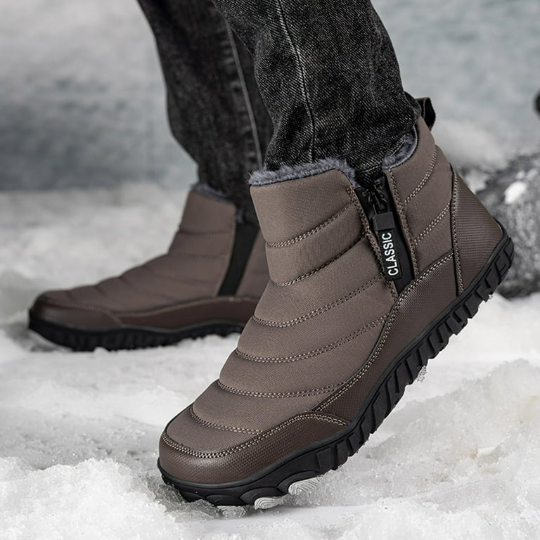 CZSCPDAW Mens Snow Boots Winter Shoes Slip On Booties Fully Fleece