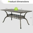 thumbnail image 3 of Gymax 59'' Patio Rectangle Dining Table Outdoor Cast Aluminum Table w/ Umbrella Hole, 3 of 10