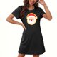 thumbnail image 1 of Camisón corto navideño para mujer, talla grande, cuello redondo, manga corta, estampado en el pecho, vestido de noche para mujer, 1 of 3
