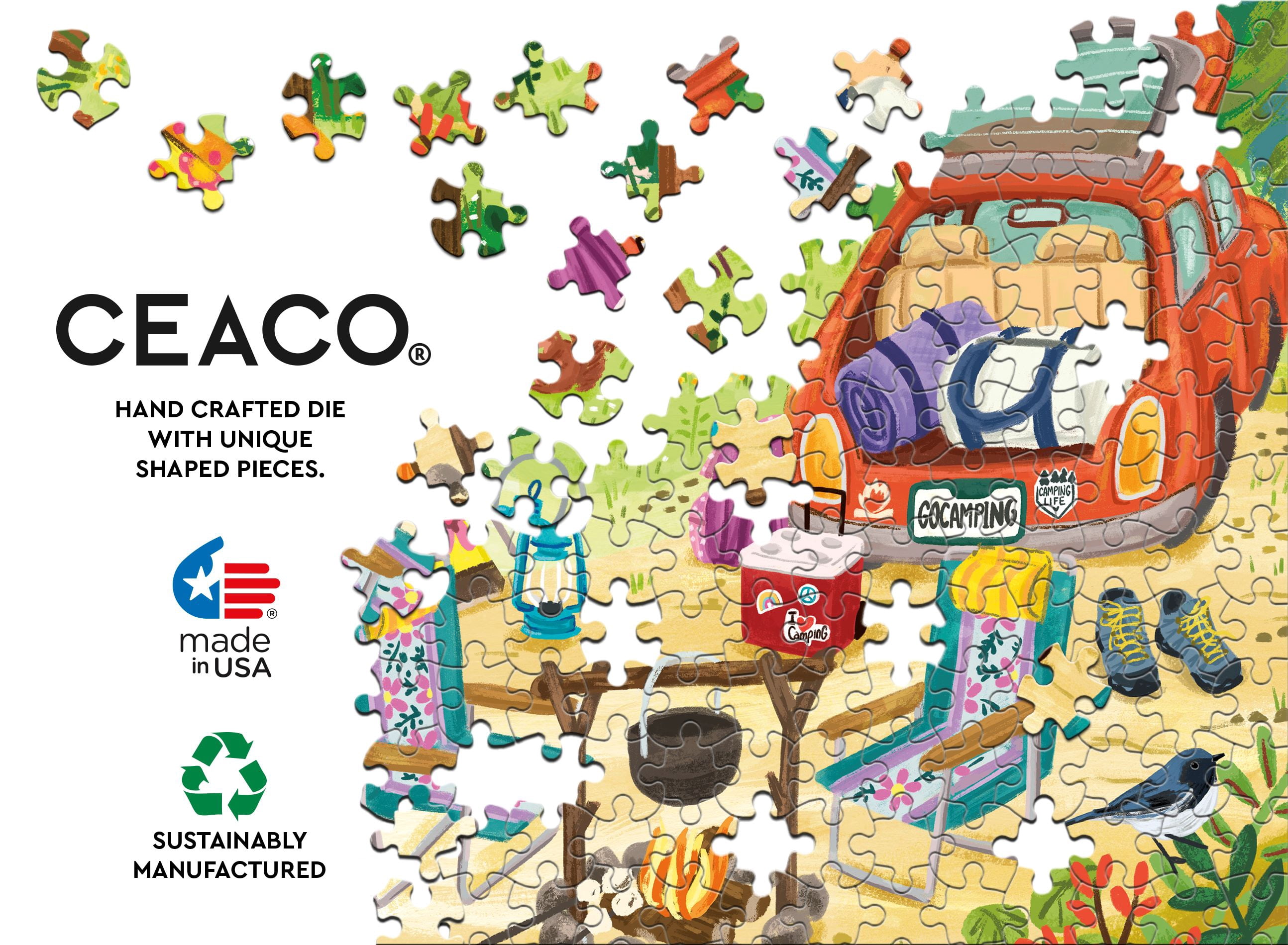Ceaco 500 Piece Go Camping! (Olivia Gibbs) Interlocking Jigsaw Puzzle