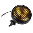 thumbnail image 4 of Headlight Universal Motorcycle Headlight Amber Lens Retro Round Lamp W/Grill Guard 120W 6in, 4 of 8