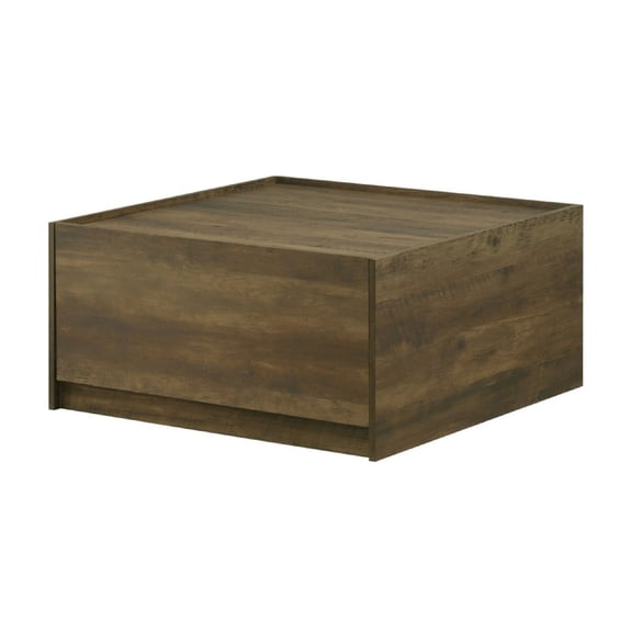 Trav Square Coffee Table- 2 Drawer- Raised Lip Tray Top- Brown 32 Inch
