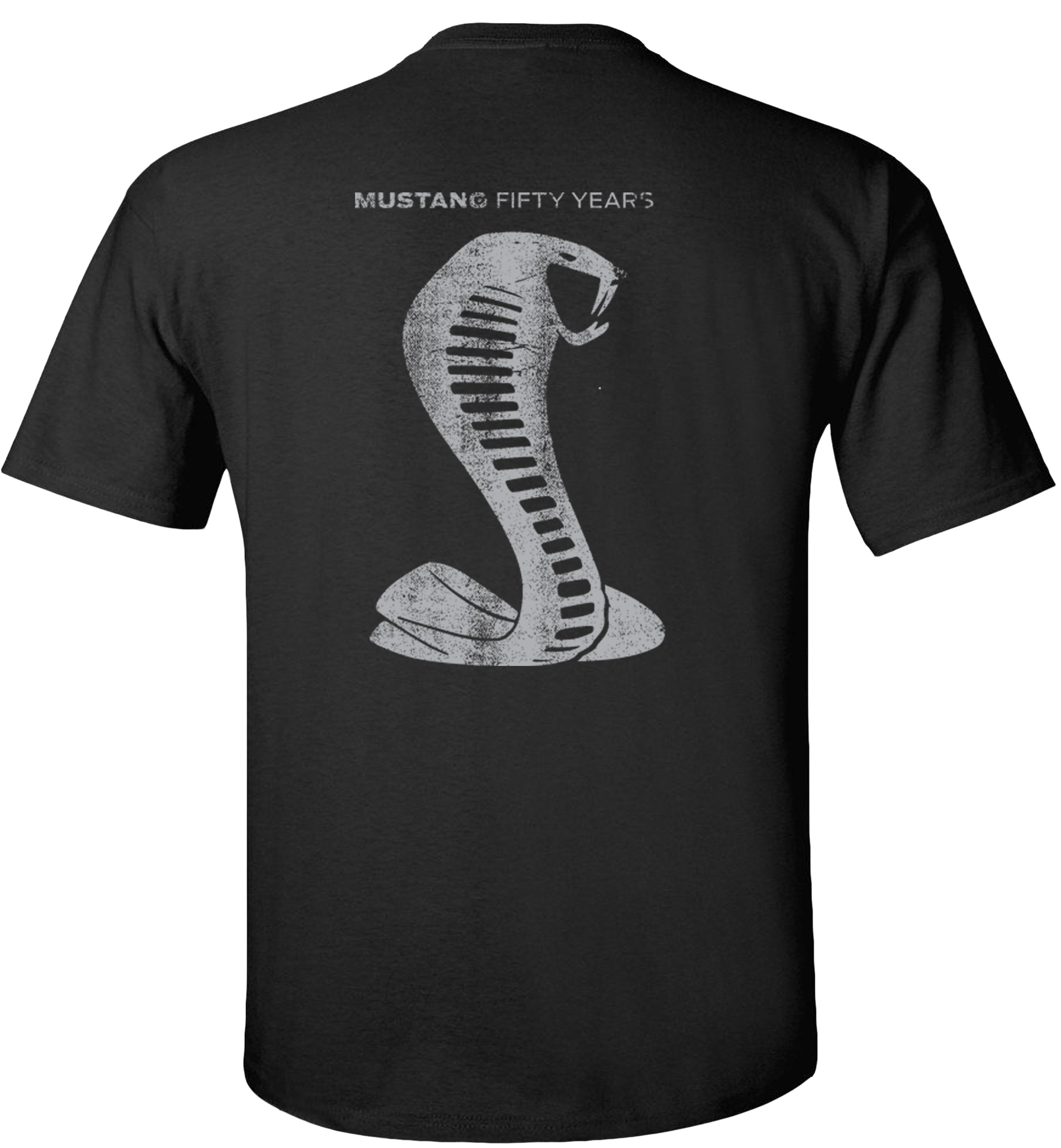 Fair Game Ford Mustang 50 Years T-Shirt Anniversary Grey Shelby Cobra Snake Silhouette-Black-S