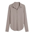 thumbnail image 4 of Sheghy Women's Tops Women's solid color casual long-sleeved sun protection shirt with collar Gray XXL, 4 of 5