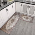 thumbnail image 3 of Boho Brown Pattern Kitchen Rugs and Mats Sets Of 2, Funny Kitchen Decoration Rubber Backing Non-Slip Absorbent Mats for Sink Waterproof Runner Rug for Laundry Room 17x30+17x48inch, 3 of 7