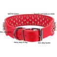 thumbnail image 3 of Hoot PU Leather Adjustable Spiked Studded Dog Collar 2" Wide 37 Spikes (M(Neck 19"-22"),Red), 3 of 7