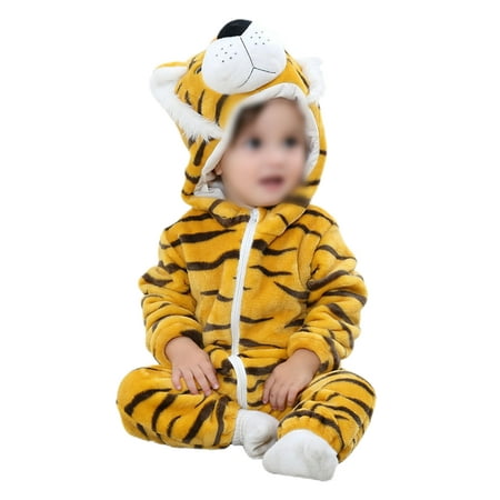 

Niuer Infant Hoodies Full Zip Onesies Baby Color Block Winter Outwear Outfits Flannel Autumn Animal Cosplay Cartoon Fleece Romper Dark Yellow 110