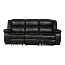 Titan Furnishings 86" Transitional Faux Leather Reclining Sofa in Brown