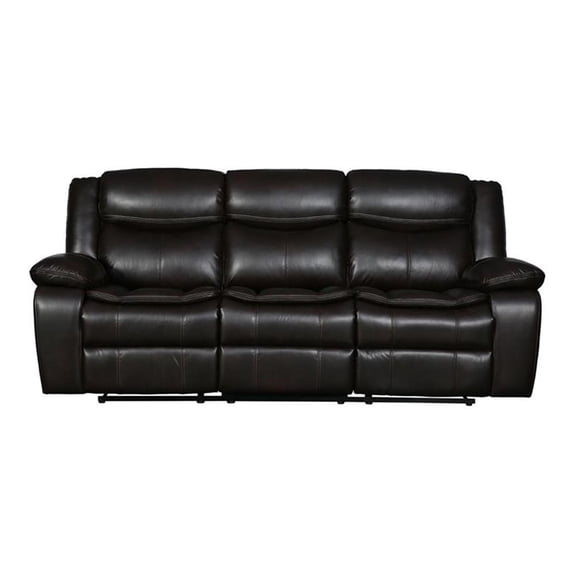 Titan Furnishings 86" Transitional Faux Leather Reclining Sofa in Brown