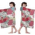 thumbnail image 4 of Pioneer Flower Floral Print Pattern Hooded Bath Towel，50"x30" for Ages 3 To 12 Kids, Quick Dry Lightweight Soft Microfiber Hood Beach Towel Cover Up for Kids, 4 of 7