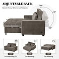 thumbnail image 4 of Harper & Bright Designs Velvet Convertible Sleeper Sofa Bed with Adjustable Backrest, Pull-Out Bed with USB Charging Ports, Loveseat with Pull Out Bed for Apartments Small Spaces, 61.4" Brown Gray, 4 of 20