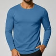 thumbnail image 4 of LEKWK Mens T Shirt Soft Basic Long Sleeve Crewneck Lightweight Shirts Stretch Regular Fit Casual Daily Layering Tee Workout Travel Fall Spring Tops Light Blue XXL, 4 of 7