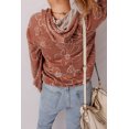 thumbnail image 2 of I AM A FASHION JUNKY Brown Floral Twisted Rib Drawstring Kangaroo Pocket Hoodie (Brown, S, 95%Polyester+5%Elastane), 2 of 8