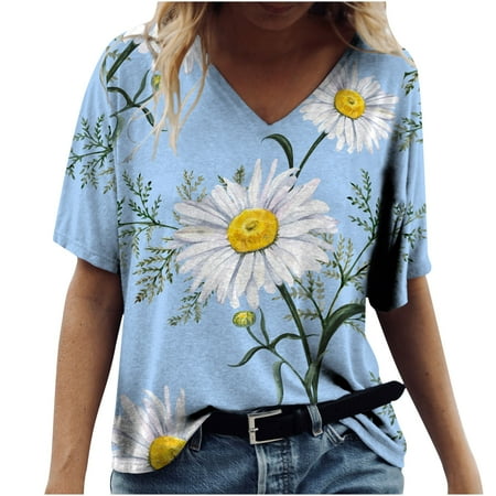 

Tank Top for Women Nursing Tops Women s Trendy Tops Funny Printe Casual Loose Fit Tee Shirts Blouse Print V-neck Shirt Tank Tops on Clearance Womens Blouses and Tops Dressy Blue M