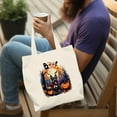 thumbnail image 4 of Happy Halloween Vampire Scottish Terrier BOO with Pumpkins Fun and Spooky Canvas Tote Bag Scottie Dog Lover Gifts Reusable Shopping Grocery Bag - 00018, 4 of 5