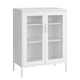 thumbnail image 1 of SONGMICS Metal Storage Cabinet with Mesh Doors, Multipurpose Storage Rack, 3-Tier Office Cabinet, Max. Load Capacity 55 lb per Tier, Matte White UOMC002W02, 1 of 9