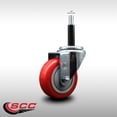 thumbnail image 2 of 3.5 Inch SS Red Poly Wheel Swivel 3/4 Inch Expanding Stem Caster SCC, 2 of 2