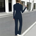 thumbnail image 5 of Sets for Girls​ Solid Color Full Zip Long Sleeve Top and Yoga Pants, Breathable Athletic Wear for Sports and Exercise 3-15 Years Navy 3-4Years, 5 of 7