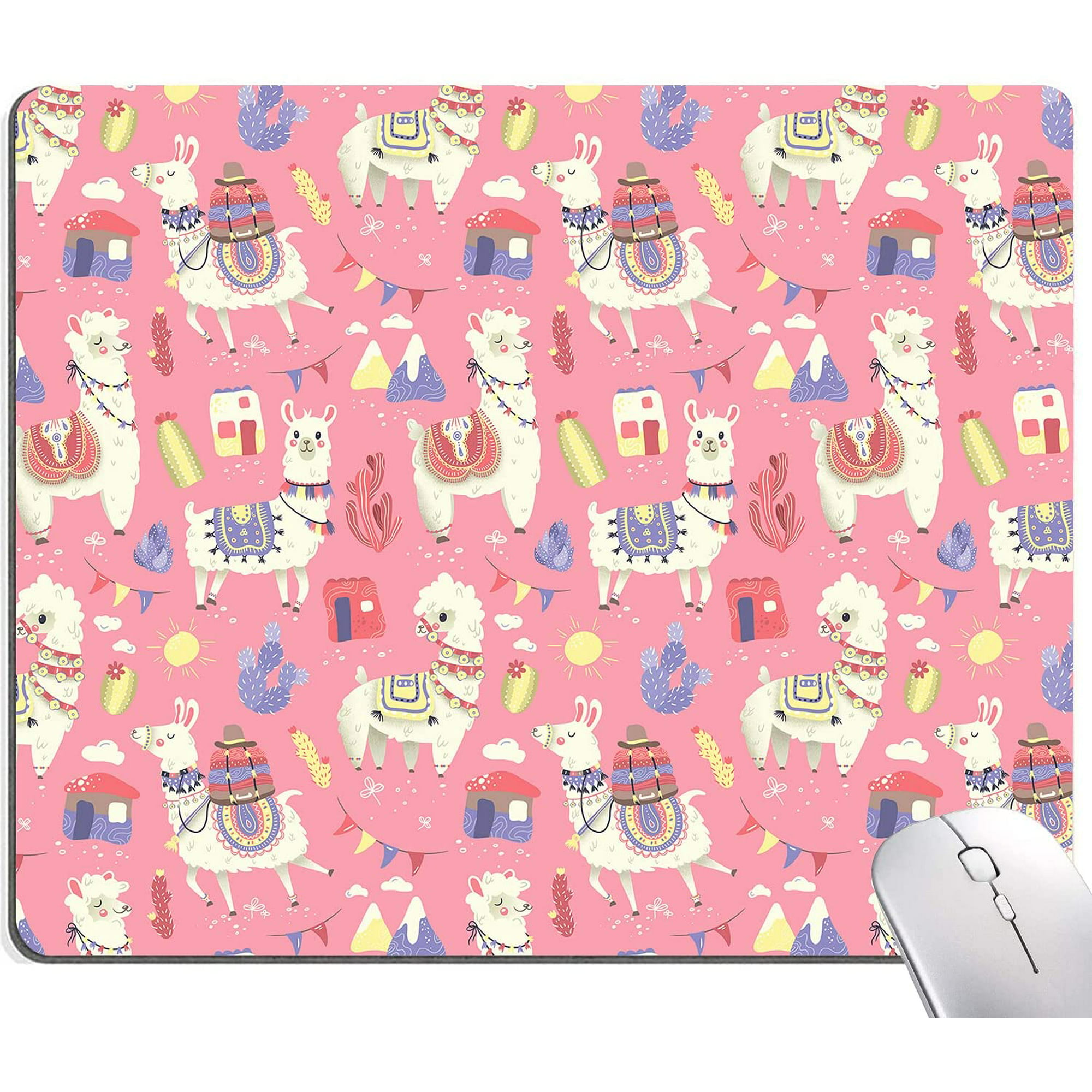 Cute Llama Mouse Pad, Animal Alpaca with Cactus Mouse Pad, Square  Waterproof Mouse Pad Non-Slip Rubber Base MousePads for Office Laptop,  