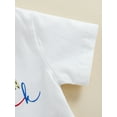thumbnail image 6 of Bagilaanoe 4th of July Clothes for Newborn Baby Girl Short Sleeve Letter Print Short Sleeve T-Shirts Tops + Shorts + Headband 6M 12M 18M 24M Infant Independence Day Outfits 3pcs Short Pants Set, 6 of 8