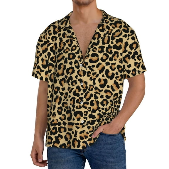 Kdxio Men'S Hawaiian Shirt For Men Short Sleeve Shirt Leopard Print Summer Casual Holiday Beach Button Down T-Shirts