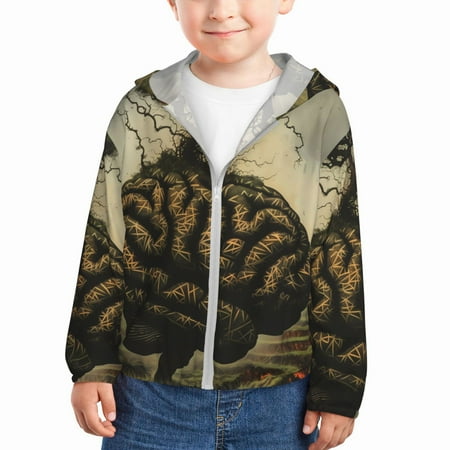 

Goofa Surreal Brain Tree Printed Kids Zip-Up Hoodie Girls Boys UPF50+ Sun Protection Jacket Hooded Cooling Shirt-4 Years