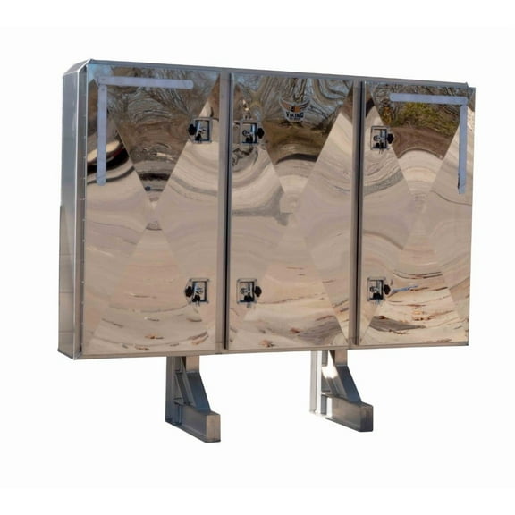 68" x 80" x 14" Viking Vaulted Aluminum Flatbed Trailer Cab Rack with 3 Mirror Finish Doors - Headache Rack for Semi Trucks for Easy Haul & Store Trailer Equipments