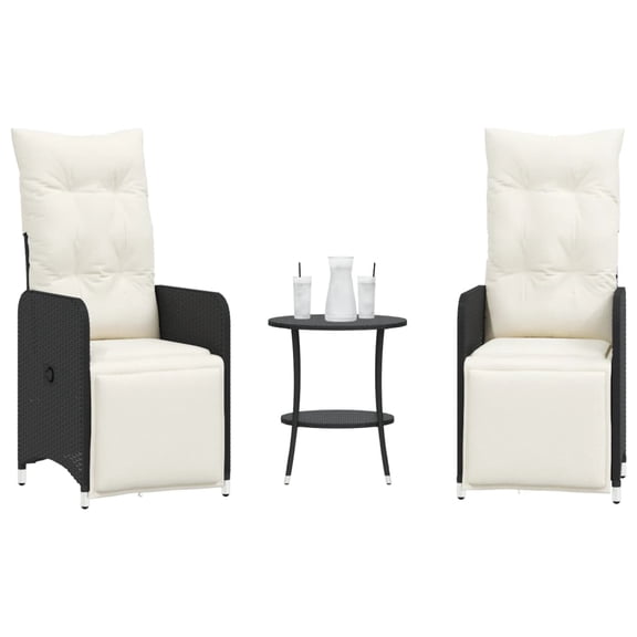 vidaXL Reclining Garden Chair Set of 2 Black
