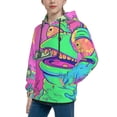 thumbnail image 2 of Pofeuu Psychedelic Cartoon Frog Print Kids Pullover Hoodies Warm Thick Hooded Sweatshirt with Packet for Boys Girls-X-Large, 2 of 6