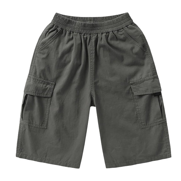 ZLBDYG Boys Casual Cargo Shorts Summer Outdoor Hiking Travel Short Trousers Kids Loose Fit School Unifor𝐦 Shorts with Flap Pockets