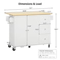 thumbnail image 5 of 52.7" Rolling Kitchen Island with Storage & Drop Leaf, Adjustable Shelf, Spice & Towel Rack for Small Kitchen & Dining Room, White, 5 of 8