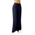 thumbnail image 4 of Women's Drawstring Waist Bell Bottom Flare Leg Sweatpants Sports Causal Pants Navy S, 4 of 6