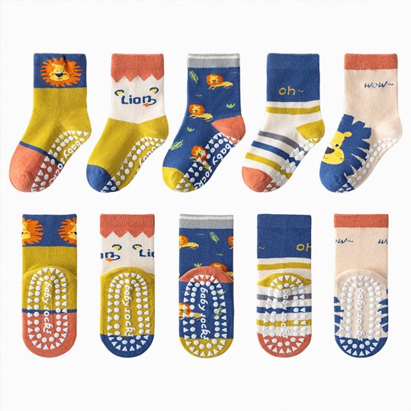 mgoYE 5 Pack Baby Toddler Socks 1-12 Years Cotton Ruffle Turn Cuff Sock(E,1-3 Years)