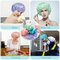 thumbnail image 5 of Fuebueo Shower Caps, Reusable Shower Cap for Women, Double Layer Waterproof Hair Cap, for All Hair Lengths,for Girls Spa Home Salon Use, 5 of 7