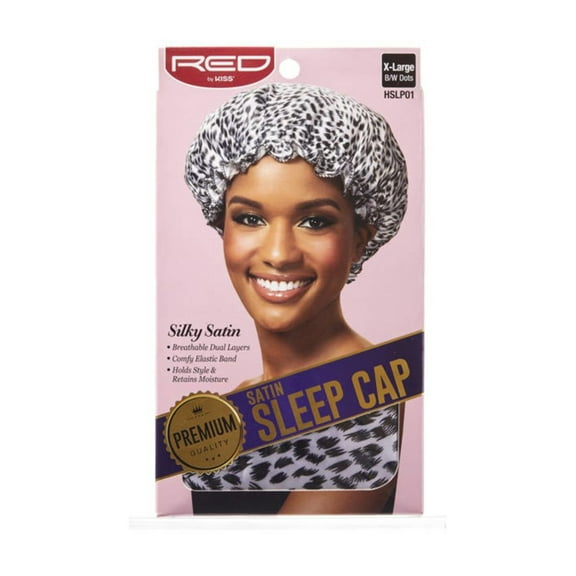KISS - RED PREMIUM SILKY SATIN SLEEP CAP (ZEBRA X-LARGE)