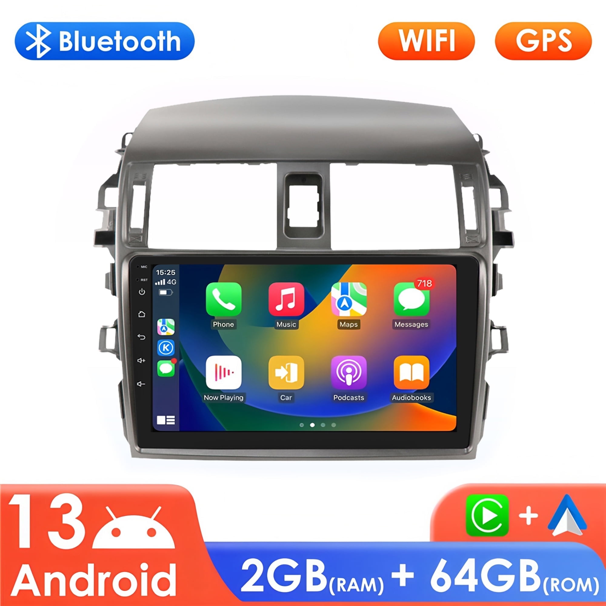 Hizpo 9" Touch Screen Android 13 Bluetooth Apple CarPlay 64GB Wifi RDS Car Stereo Radio Head Unit Multimedia GPS Navigation For Toyota Corolla 2006 2007 2008 2009 2010 2011 2012 2013