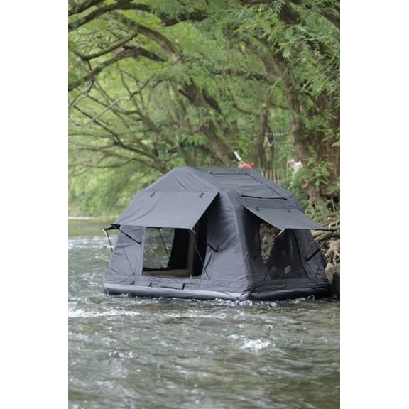 Foldable 2-3 People Amphibious Inflatable Car Roof Top Tent for camping Outdoor Glamping Camping Tent for SUV,Truck and Universal Auto Self-Driving Touring(Without Ladder, Black )