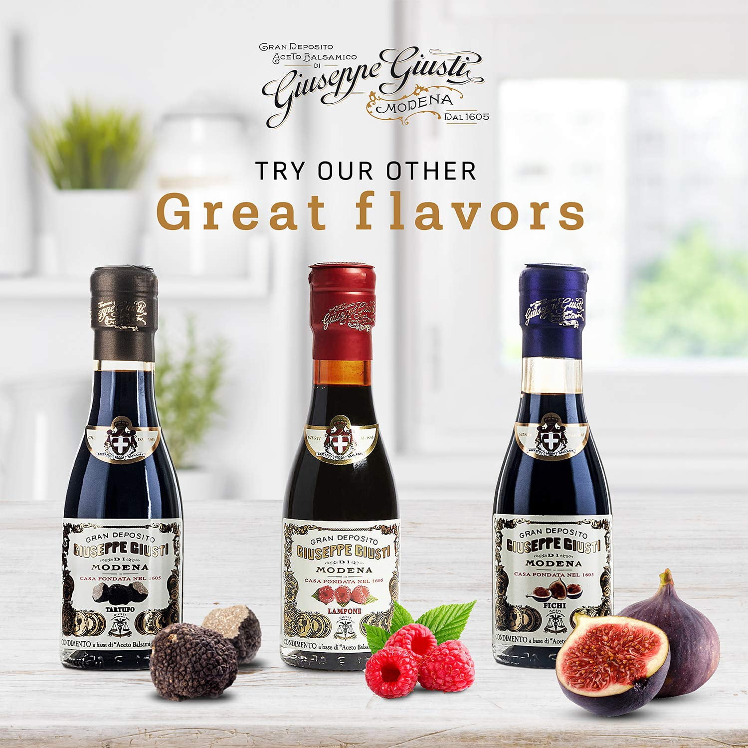 Giusti Raspberry Balsamic Vinegar-Based Condiment from Modena Italy – Made with Premium Italian Aceto Balsamico with Natural Raspberry Infusion for Salads & Drizzling – 3.38 fl oz (100 ml) - Pack of