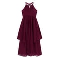 thumbnail image 4 of Aislor Kids Girls Pleated Chiffon Sleeveless Wedding Flower Girls Long Dress Junior Bridesmaid Party Dress Burgundy 14, 4 of 7