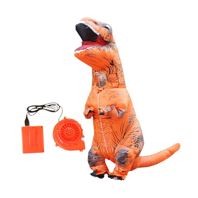 Disfraz inflable de dinosaurio disfraz de soplado de aire para carnavales de disfraces Niños naranja