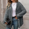 thumbnail image 5 of Zedker Women Hooded Button Up Fleece Jacket Long Sleeve Fuzzy Coat Loose Warm Outerwear with Pockets Gray Jackets for Women, 5 of 6