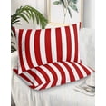 thumbnail image 2 of Red Striped Pillow Covers Queen Size 2 Pack, Christmas Farmhouse Red White Stripes Soft Bed Throw Pillowcases Breathable Cooling Long Lumbar Body Pillow Sham Cover for Bed Sofa 20''x30'', 2 of 7