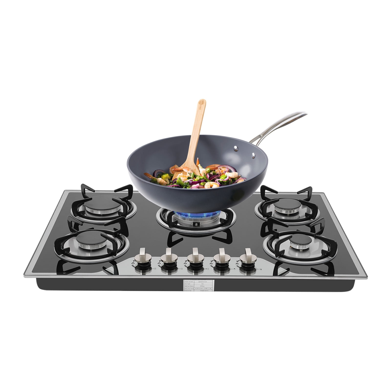 Dwellnix Stainless Steel Home 5 Burners NG LPG Dual Fuel Gas Stovetop 30 inch Gas Cooktop