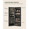 thumbnail image 3 of SONGMICS Mirror Jewelry Cabinet Armoire Wall or Door Mounted Jewelry Storage Organizer Hanging Lockable Frameless Mirror Cabinet with 2 Plastic Cosmetic Organizers Gift Idea Black, 3 of 8