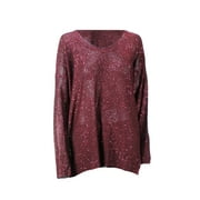 DKNYC Burgundy Scoop Neck Sequined Sweater L $ 99.5