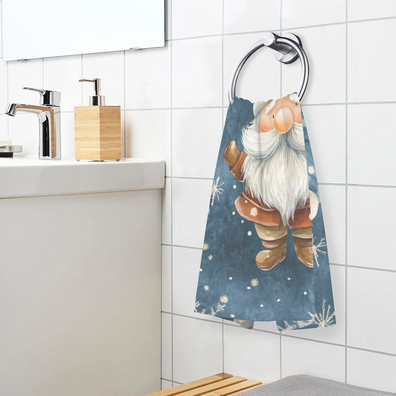 Gnomes Star Snowflakes Hand Towels Cotton Bath Towels Large Face Towels Absorbent for Bathroom 2 Packs